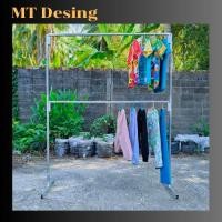 ราคา ราวตากผ้าตลาดนัด ที่แขนเสื้อเหล็กกัลวาไนซ์ 2 ชั้น สูง 150 ซม. เหล็กหนาใหญ่ แข็งแรงมาก ขนาด 90/120/150 ซม. (41401430071)