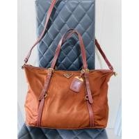 ราคา กระเป๋า PRADA Tessuto + Saffiano Shopping Tote Bag สีส้มอิฐ (13821227126)