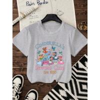 ราคา เสื้อยืดคอกลมลายการ์ตูน Disney Cinderella สไตล์แคชวลสำหรับฤดูร้อน (41921375099)