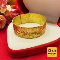 ราคา กำไลคลิปล็อคทองเหลืองตัดลาย เส้นผ่านศูนย์กลาง 5 ซม. งานดิบไม่ชุบ ทองโบราณ กำไลโบราณ พร้อมส่ง (20296587441)