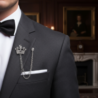 ราคา เข็มกลัดผู้ชายหรูหรา ดีไซน์อังกฤษ สายสูท หมุดประดับเพชร มงกุฎ ตราดอกไม้โบราณ (41721307408)