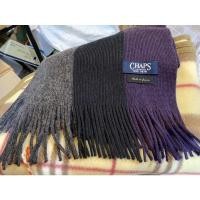 ราคา (มือสอง) ผ้าพันคอ ไหมพรม สีม่วง ดำ เทา Chaps จากญี่ปุ่น ขนาด 27*150 ซม. (19560465677)