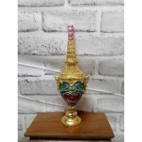 ราคา หัวโขน พาลี ขนาดกว้าง 4 นิ้ว สูงรวมฐาน 10 นิ้ว งานเรซิ่น ทองเค พร้อมฐานปิดทอง เศียรเทพ เศียรครู ปลีกและส่ง (9117909356)