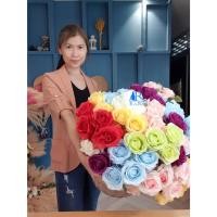 ราคา Rarin ดอกกุหลาบ ช่อละ 7 ดอก กุหลาบปลอม ดอกไม้ประดิษฐ์ ทำจากผ้า สีสันสดใส (23266928503)