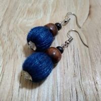 ราคา ต่างหูผ้าคราม ต่างหูผ้าฝ้ายแบบกลม (7607511487)