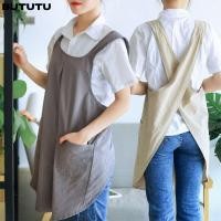 ราคา บูตู อบผ้ากันเปื้อนทําอาหาร,สีทึบผ้าฝ้ายผ้าลินินข้ามกลับผ้ากันเปื้อน,สะดวกระบายอากาศแขนกุดเสื้อผ้าทํางานอุปกรณ์ครัว (44266346405)