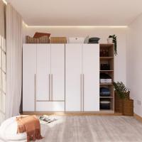 ราคา Looms ชุดตู้เสื้อผ้าบานเปิด รุ่น REMUS B+D สีโซลิดโอ๊คตัดสีขาว แบรนด์ LOOMS (29435496748)