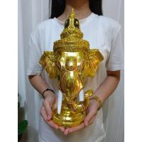 ราคา พระพิฆเนศ (สีทอง) ขนาดกว้าง 8 นิ้ว พร้อมฐานปิดทอง งานสวย เนื้อเรซิ่น ทองเค หัวโขน เศียรครู เศียรเทพ งานฝีมือ ของที่ระลึก (8293076233)