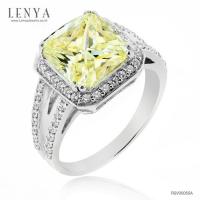 ราคา LENYA แหวนเพชร DiamondLike สีเหลือง ล้อมวงกลม ตัวเรือนเงินแท้ 925 ชุบทองคำขาว ดีไซน์หรูหรา เลอค่า ประดุจดาวล้อมเดือน (44322835216)