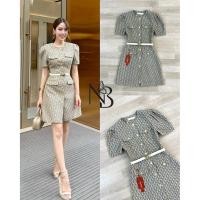 ราคา M10 งานป้าย Nabibrand Dress ชุดเดรสสั้นสีน้ำตาลแขนสั้นผ้าทอลาย+เข็มขัด สำหรับผู้หญิง เสื้อผ้าแฟชั่นผู้หญิง ไซส์ Xs-XL (41419576021)