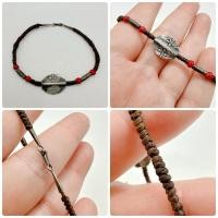 ราคา สร้อยข้อมือเชือกถัก คั้นเงินแท้ ตะขอเงินแท้ ยาว 6.7 นิ้ว (28186166198)