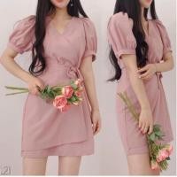 ราคา พร้อมส่งจ้า เดรสแฟชั่นเกาหลีผูกโบว์ (5108992185)