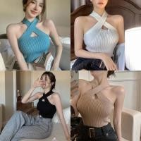 ราคา mimi&didi#เสื้อครอป-ไขว้หน้า เสื้อสายเดี่ยวไหมพรม คอไขว้หน้าเซ็กซี่ #77439 (29712570775)