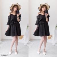 ราคา เดรสสั้นสายเดี่ยวเปิดไหล่ (1466610462)