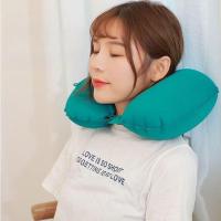 ราคา หมอนรองคอแบบเป่าลม U-Shaped Automatic Air Nose Camping Free Travel Goods, Inflatable U-Shaped Travel Neck Pillow (1/2 ชิ้น) (42118898588)