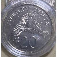 ราคา เหรียญ 20 Cents สิงคโปร์ รุ่นริบบิ้นขึ้น คละ ค.ศ. พร้อมตลับ Composition Copper-nickel (26073506752)