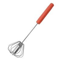 ราคา (มือสอง)「Daiso」 Rotating Whipper ตะกร้อมือ ที่ตีไข่ แบบมือกด Spinning Whisk ด้ามจับสีส้ม (25111974403)