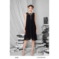 ราคา Elise FS แม็กซี่เดรสผ้าชีฟองสีดําจับจีบนูน2201188DXWOBK (42255937663)
