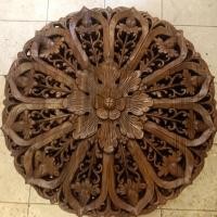 ราคา แผ่นไม้แกะสลัก ไม้แกะสลัก ไม้สักแท้ สีน้ำตาลโอ๊ค ทรงกลม ขนาด 90 ซม. แบบหนา งานฝีมือ สำหรับตกแต่งผนัง (14399369244)