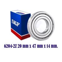 ราคา 6204-2Z SKF ตลับลูกปืนเม็ดกลมล่องลึก ฝาเหล็ก 6204 2Z (20mm x 47mm x 14mm) (22445907335)