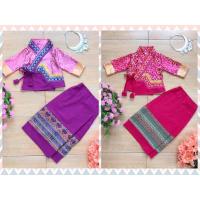 ราคา ชุดพื้นเมืองล้านนาเด็ก เสื้อผูกผ้าไหมแต่งผ้าฝ้าย กระโปรงผ้าทอ (7767706784)