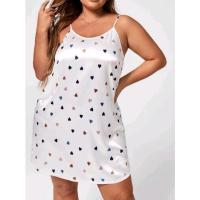 ราคา ชุดนอนไม่ได้นอนสาวอวบ เดรสนอนสายเดี่ยว ชุดนอนผ้าซาติน สีขาวหัวใจ 1XL-5XL (16785435554)