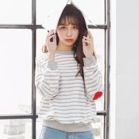 ราคา เสื้อยืดแขนยาวลายทาง ที่ศอกปักรูปหัวใจสีแดงน่ารัก (57356398)
