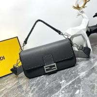 ราคา FENDI Fendi Baguette กระเป๋าสะพายไหล่หนังลูกวัวขนาดกลาง สีเทาสตีล MB65 263 (28432673211)