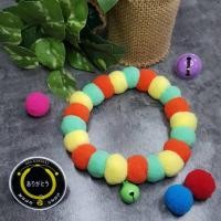 ราคา ปลอกคอน้องแมว น้องหมา ทรงปอมปอม งาน handmade สีส้มเขียวเหลือง (4453448773)