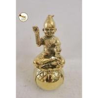 ราคา กุมารทอง​ เนื้อทองเหลือง​ หน้าตัก3" ปางนั่งกวักบนถุงเงิน​ (21285404643)