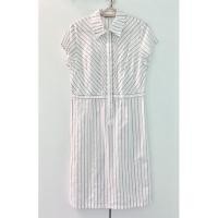 ราคา Dress คอปกสีขาว ลายทาง น้ำเงิน-แดง ผ้าคอตตอน แบรนด์ ENVIE Japan (10555064602)