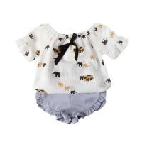 ราคา ชุดลายช้างกับกางเกงระบายขาสั้น/ชุดเด็ก/ช้างน่ารัก/เสื้อกางเกง/babyclothes (7409751673)