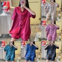 ราคา ชุดนอน ผ้าซาติน อก 52นิ้ว สีพื้น ชุดนอนบิ๊กไซส์ ชุดนอนไซส์ใหญ่ สีพื้น แขนขาสั้น คอปก พร้อมส่ง (27553758918)