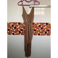 ราคา เดรสออกงาน เดรสผ้าร่องเงา สีน้ำตาลนู้ด ทรงยาว(ผ่าหน้า) (24880550093)