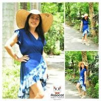 ราคา มินิเดรสแต่งระบายชายและแขน ผ้ามัดย้อมสีเข้ม (22672274350)