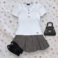 ราคา Set:2ชิ้น เสื้อแขนตุ๊กตาBurberry + กระโปรงสก๊อต (18188915376)