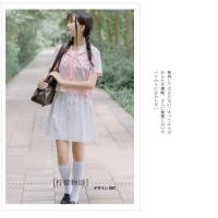 ราคา พร้อมส่ง S ชุดนักเรียนญี่ปุ่น เสื้อชมพู+กระโปรงขาว คอปกกะลาสี แถมถุงเท้าทุกชุด (799192109)