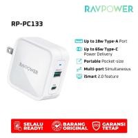 ราคา Ravpower RP-PC133 65W GaN A+C Wall Charger EU Pin Power Delivery GUARANTEEE (22064839171)