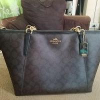 ราคา COACH F37079 สายโซ่สีทอง AVA CHAIN TOTE IN SIGNATURE SHOULDER BAG มือ2 (1929395231)