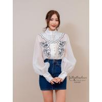 ราคา เสื้อเชิ้ตผ้าแก้วคอตั้งแขนพอง ตัดเย็บด้วยผ้าออแกนซ่าซีทรูเนื้อดีใส่แล้วไม่คัน (11100449072)