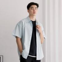 ราคา KEMEJA JOONSOE OVERSIZED เสื้อแขนสั้น | เสื้อเชิ้ตแขนสั้นผู้ชาย SLEEVED CHECKERED (สีน้ําเงิน) (40071218303)