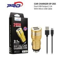 ราคา Pro Adaptor Smart Car Charger TC Car Charger SP-202 2 USB Metal Body (20873583643)
