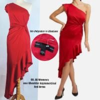 ราคา GUESS ชุดเดรสผู้หญิงไหล่เดียวสีแดงไม่สมมาตร EVA2265 (41321219104)