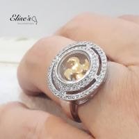 ราคา Elise's แหวนกังหันประดับเพชรล้อม กังหันแชกงหมิว เพชร CZ ลายวงล้อธรรม ชุบทองคำขาว (5610420971)