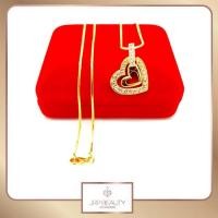 ราคา สร้อยคอทอง ลายกระดูกงู ห้อยจี้หัวใจ ประดับเพชร น้ำหนัก2สลึง ยาว18นิ้ว ชุบทองคำแท้ 24K (7078687256)