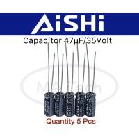 ราคา 35v 47uf คาปาซิเตอร์ 47uf 35v Capacitor 47uf35v ขนาด 5x11.0mm 1 ชุด มีจำนวน 5 ชิ้น(ตัว) (24559882377)