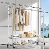 ราคา 【รุ่นเรือธง】ราวแขวนผ้าบาร์คู่ ราวตากผ้าสแตนเลส ราวตากผ้า ราวตากผ้า พร้อมล้อเลื่อน รับน้ำหนักได้ 150kg (26590122587)