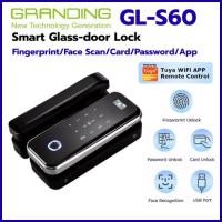 ราคา GL-S60 Smart Glass-door Lock + Fingerprint/Face scan/RFID กลอนประตูดิจิตอลประตูกระจกบานเลื่อนบานสวิง (42668542661)