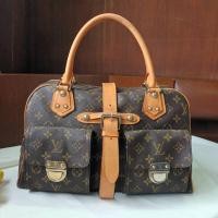 ราคา กระเป๋าถือหลุยส์มือสองของแท้ Used LV handbags Manhattan GM Monogram leather Brown Canvas DC 14 สภาพดี (9453654780)