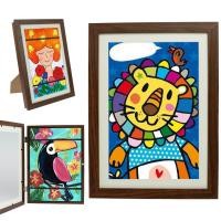 ราคา กรอบรูป กรอบรูปไม้ ขนาด เรียบๆ หูแขวนผนัง ตกแต่ง Photo Frame Kids Art Frame A4 (26700151196)